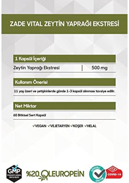 Zeytin Yaprağı Ekstresi Içeren Takviye Edici Gıda 40 Sert Kapsül (1 X 40 Adet)
