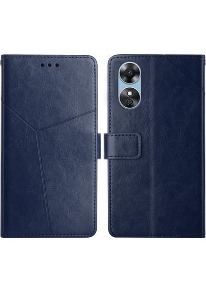 Oppo A17 HT01 Y Şeklinde Desen Flip Deri Tefon Kılıfı Için (Yurt Dışından)