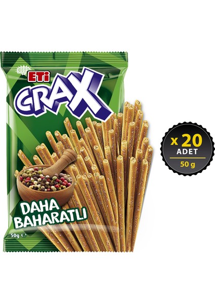 Crax Baharatlı Çubuk Kraker 50 g x 20 Adet