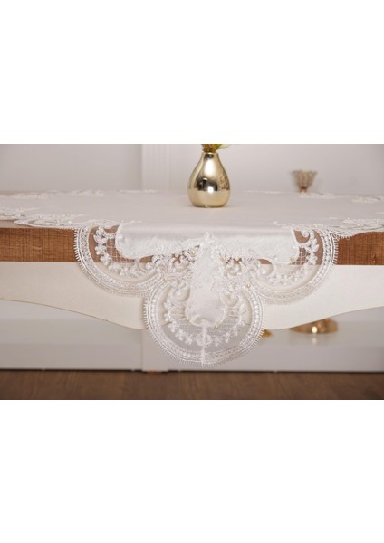 Viola Lüx Güpürlü Osmanlı Ipeği Kumaş Krem Salon Takımı 5 Parça - 1362 indirimleri