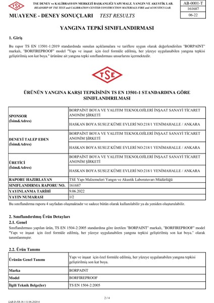 Bor Fıreproof Yangına Dayanıklı Boya 4kg fiyatları