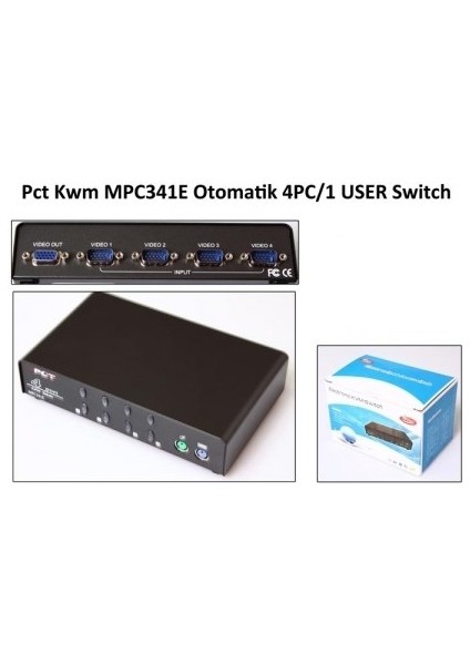 MPC341E Swıtch 4 Port Vga+Ps2 1.8 M/f Kablolu Manuel Kwm Swıtch Oem