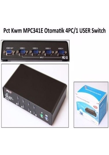 MPC341E Swıtch 4 Port Vga+Ps2 1.8 M/f Kablolu Manuel Kwm Swıtch Oem