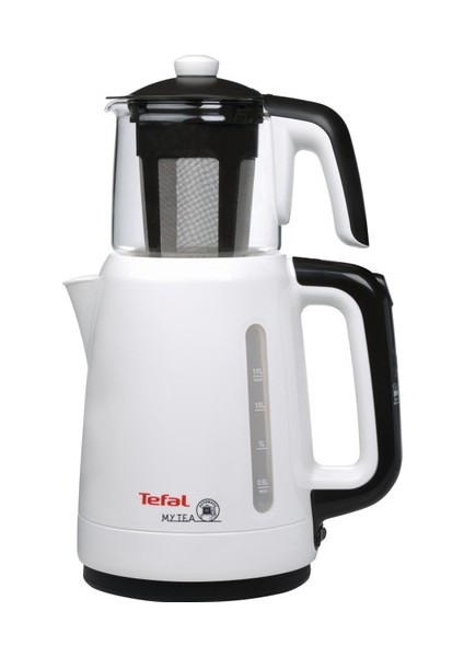 Çay Makinesi Cam Demlikli Çaycı Beyaz