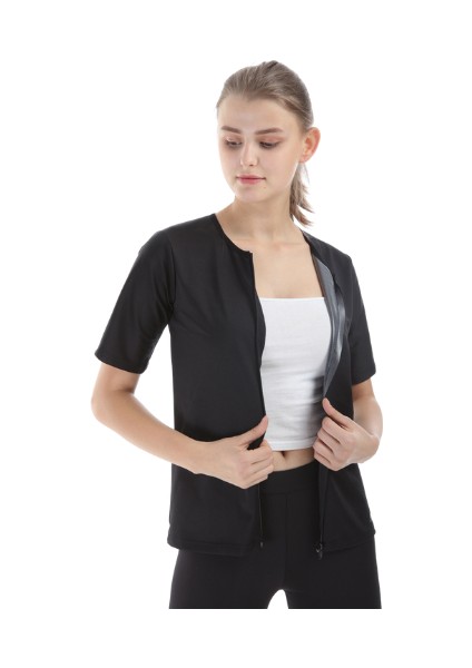 FİT1BEDEN Içi Polimer Kumaş Fermuarlı Sauna Body (Kısa Kollu) fırsatları