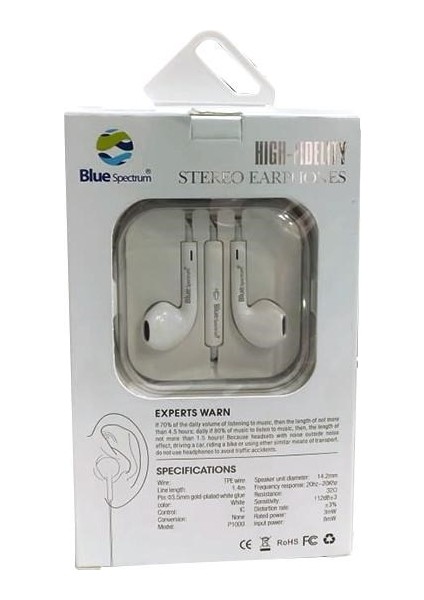 Cep Telefonu Kulaklığı Stereo Kulaklık Mikrofonlu Volume Kontrollü Kulaklık Blue Spectrum R-1 modelleri