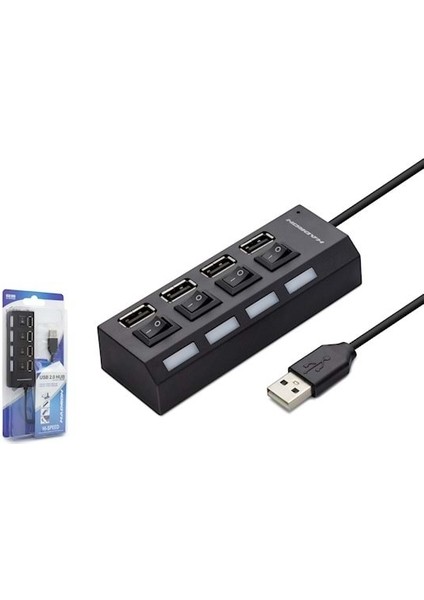 USB Çoklayıcı 4'lü Anahtarlı Hub USB 4 Port Hadron HR102