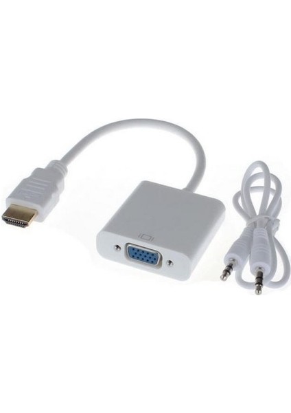 Çevirici Kablo HDMI To Vga+Aux Mini Hdmı' Dan Vga+Audıo Çevirici Dönüştürücü Kablo ( Yeni Versiyon )