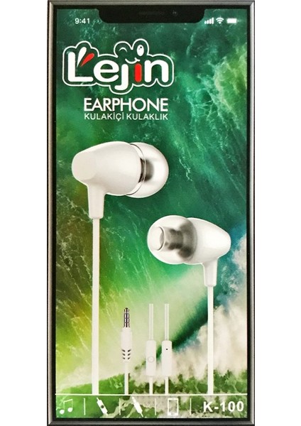 Telefon Kulaklığı Mikrofonlu 3.5mm Girişli Kulakiçi Kulaklık Lejın K-100