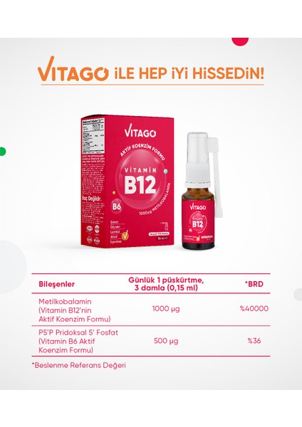 B12 Prometilkobalamin Vitamin Içeren 10 ml Oral Sprey modelleri