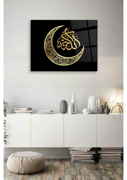 Dini Yazılı Hilal Cam Tablo Yatay Cam Tablo modelleri