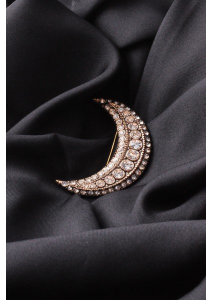 Broş Harf Simge Otantik Desenli Bronz Kristal Taşlı