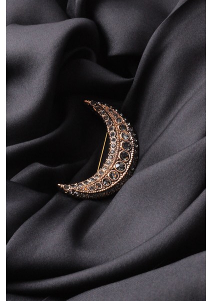 Broş Harf Simge Otantik Desenli Bronz Kristal Taşlı