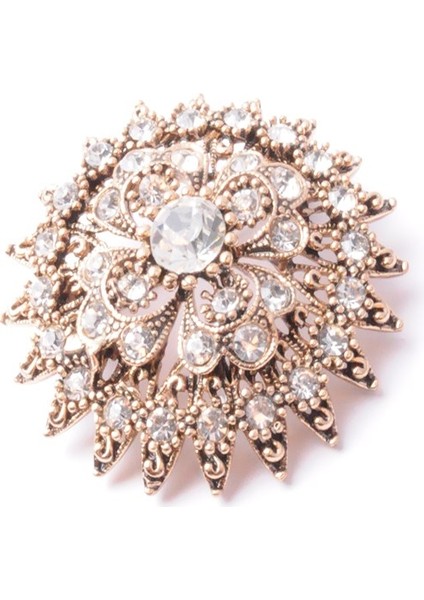 Broş Yıldız Otantik Desenli Bronz Kristal Taşlı fiyatları