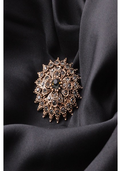 Broş Yıldız Otantik Desenli Bronz Kristal Taşlı