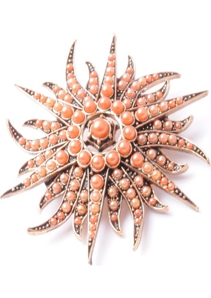 Broş Yıldız Otantik Desenli Bronz Kristal Taşlı fiyatları