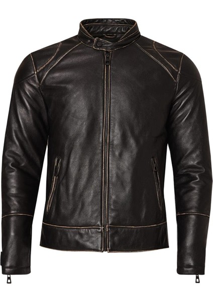 Vintage Deri Siyah Motosiklet Mont fiyatları