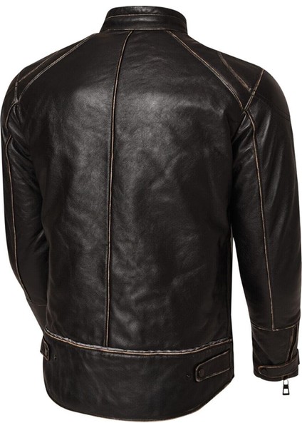 Vintage Deri Siyah Motosiklet Mont modelleri