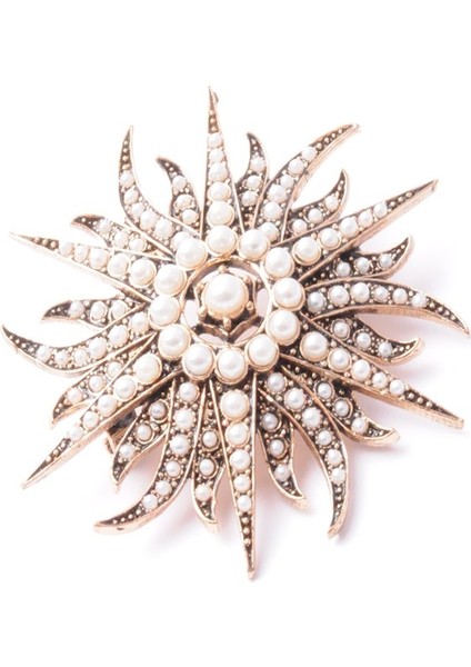 Broş Yıldız Otantik Desenli Bronz Kristal Taşlı fiyatları