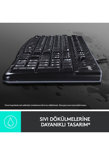 MK120 USB Kablolu Tam Boyutlu Türkçe Klavye Mouse Seti  - Siyah