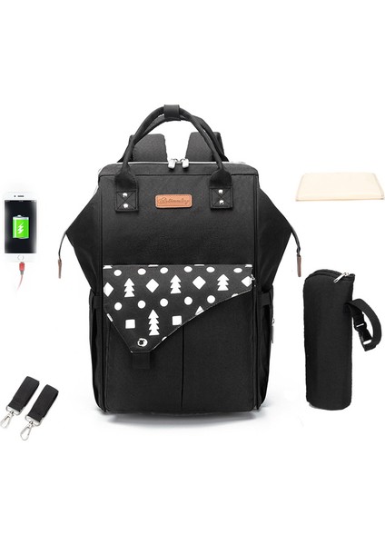 Büyük Kapasiteli Bebek Bakım Çantası - Siyah (Yurt Dışından)
