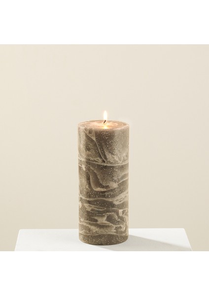 Marblo Sütun Mum 10 x 20 cm Bej