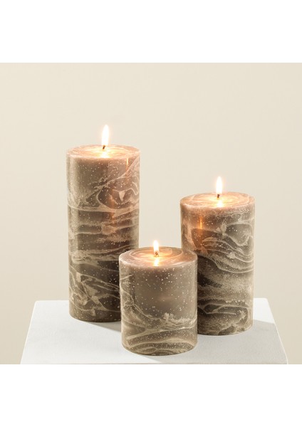 Marblo Sütun Mum 10 x 20 cm Bej modelleri