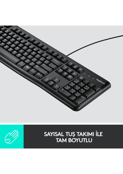 MK120 USB Kablolu Tam Boyutlu Türkçe Klavye Mouse Seti  - Siyah