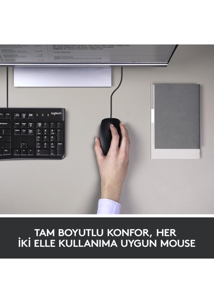 MK120 USB Kablolu Tam Boyutlu Türkçe Klavye Mouse Seti  - Siyah