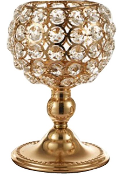 Kristal Candle Tutucular/düğün Şamdan Yemek Odası Bar Masa Dekorasyonu 15CM Altın (Yurt Dışından)