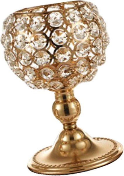 Kristal Candle Tutucular/düğün Şamdan Yemek Odası Bar Masa Dekorasyonu 15CM Altın (Yurt Dışından)