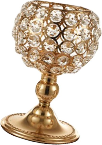 Kristal Candle Tutucular/düğün Şamdan Yemek Odası Bar Masa Dekorasyonu 15CM Altın (Yurt Dışından)
