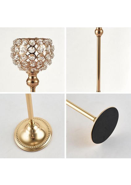 Kristal Candle Tutucular/düğün Şamdan Yemek Odası Bar Masa Dekorasyonu 15CM Altın (Yurt Dışından)