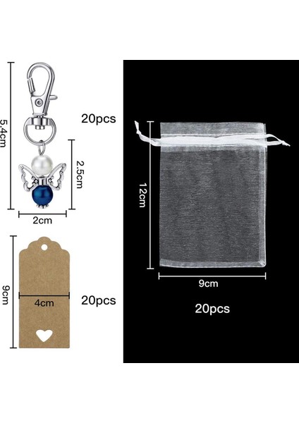 Melek Keychains 20 Set Angel Keyring Clips Hediye Çantaları Aksesuarlar (Yurt Dışından) modelleri