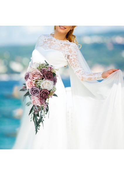 Romantik Düğün Gelin Buket Ipek Kumaş Gül Çiçekler Bunch Ev Dekor Pembe (Yurt Dışından) fırsatları