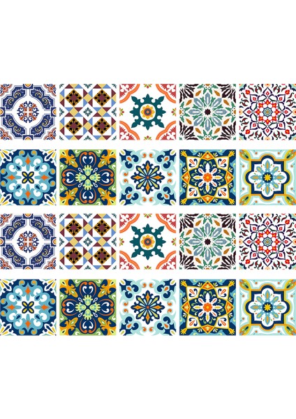 20 Adet Dıy Mozaik Duvar Fayans Çıkartmalar Bel Çizgi Duvar Çıkartmaları Mutfak Dekor # 1 20X20 cm (Yurt Dışından)