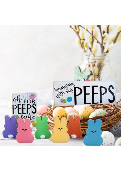 Ahşap Paskalya Bunny Kolye Kiti Aksesuar Tavşan Parti Ev Süslemeleri Için 10X15 cm (Yurt Dışından)