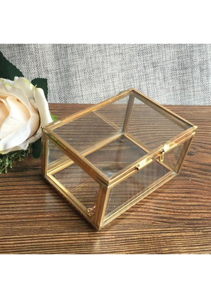 Klasik Geometrik Cam Temizle Mücevher Kutusu Teraryum Kutusu Etli Bitkiler Kutusu 10 x 7 x 6 cm (Yurt Dışından)
