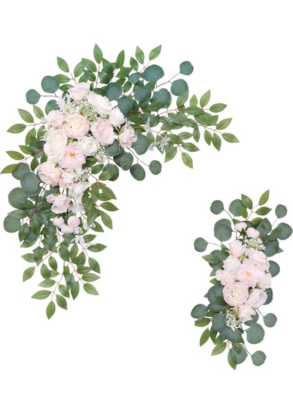 2 Adet Çiçek Swag Kemer Düğün Kemeri Çiçek Kiti Düğün Dekorasyon Açık Pembe Için (Yurt Dışından)