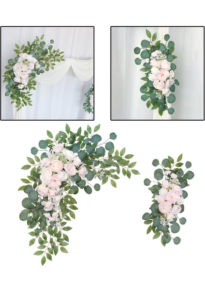 2 Adet Çiçek Swag Kemer Düğün Kemeri Çiçek Kiti Düğün Dekorasyon Açık Pembe Için (Yurt Dışından) modelleri