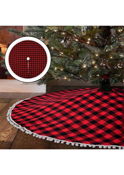 Buffalo Ekose Noel Ağacı Etek Mat Kapak Xmas Festival Tatil Dekorasyon Püsküller (Yurt Dışından) modelleri