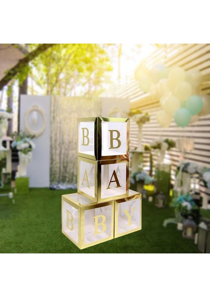 Düğün Altın Baby Için/ Mektuplar Fikirliği ile Yeniden Kullanılabilir Açık Balon Kutuları (Yurt Dışından) fırsatları