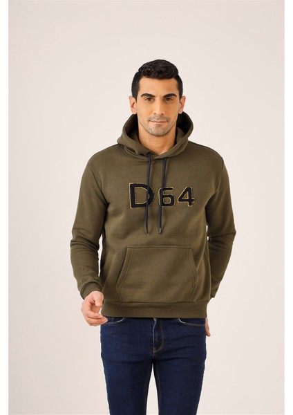 Haki Erkek Regular Fit Kapüşonlu Sweatshirt