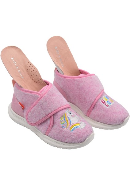 Rosy Unicorn Figürü Nakışlı Kız Çocuk Keçe Panduf Pembe fiyatları