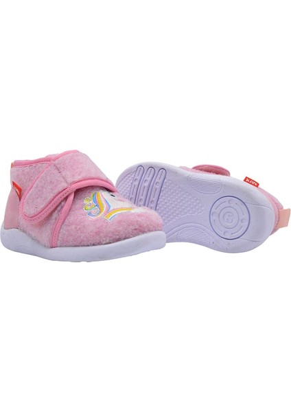 Rosy Unicorn Figürü Nakışlı Kız Çocuk Keçe Panduf Pembe modelleri