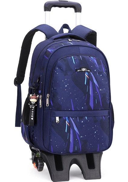 Çocuk Büyük Kapasiteli Büyük Tekerlekli Okul Çantası - Koyu Mavi (Yurt Dışından)