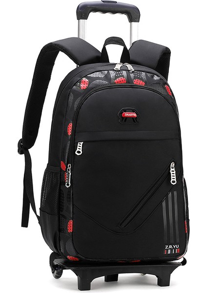 Çocuk Iki Tekerlekli Sırt Çantası - Siyah Kırmızı (Yurt Dışından)