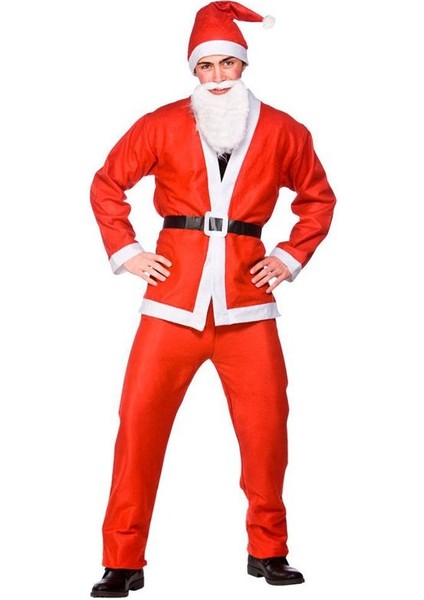 Elyaf Kumaş Yetişkin M Beden Noel Baba Kostümü Santa Claus Kıyafeti