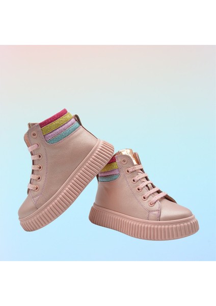 Angel Bağcıklı ve Fermuarlı Deri Kız Çocuk Bot Pudra fiyatları