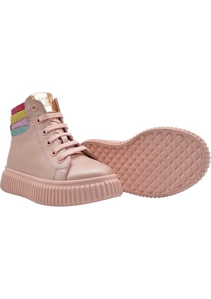 Angel Bağcıklı ve Fermuarlı Deri Kız Çocuk Bot Pudra fırsatları